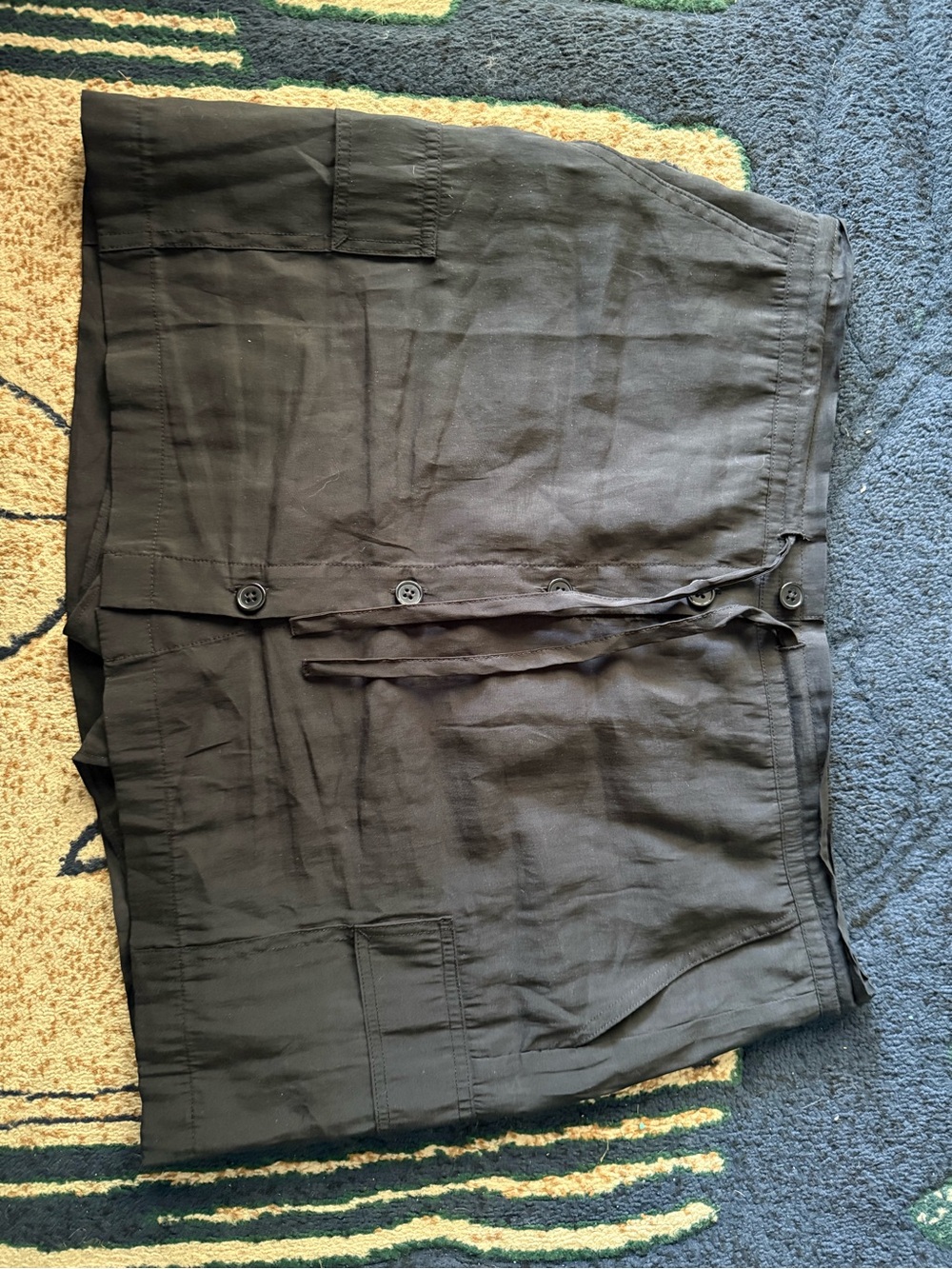 CAbi Black Mini Skirt with Button Front